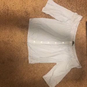 Strapless Blue And White Top